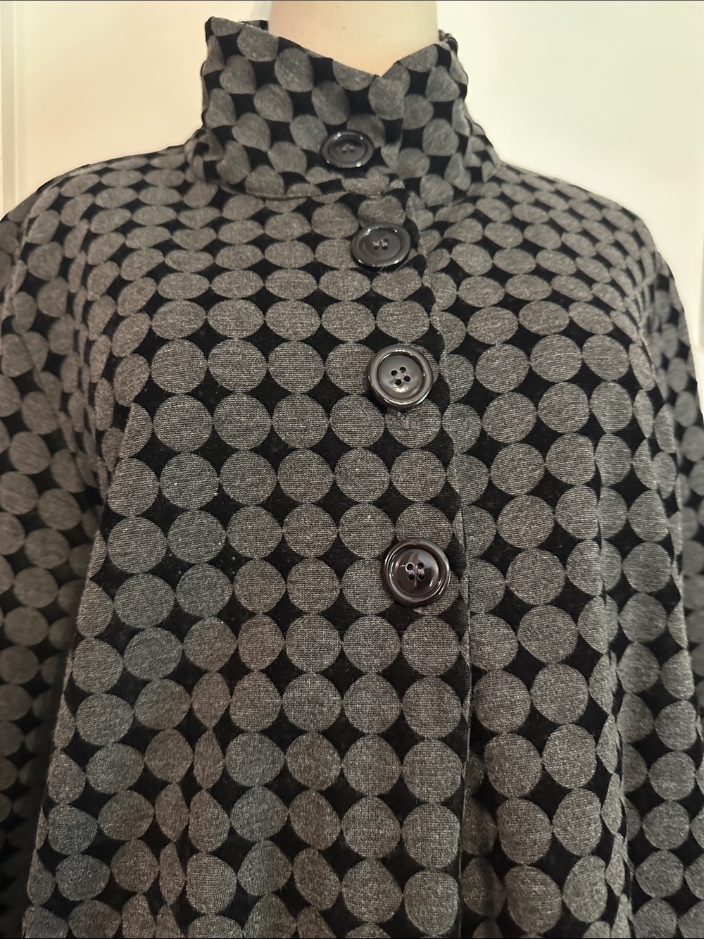 bryn Walker 2-piece polka dot black gray S/M Lagenlook jacket & skirt set - Picture 3 of 16